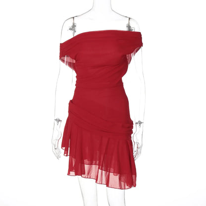 Cralom Women's Off Shoulder Irregular Dress - Summer 2024 Style