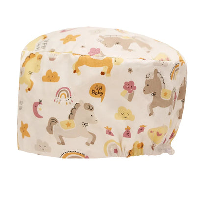 Cralom Cartoon Animals Unisex Surgical Scrub Caps for Medical Professionals