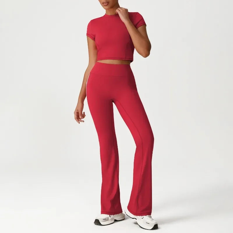 Cralom Seamless Yoga Set: Naked Feel Tee & Booty-Lifting Leggings