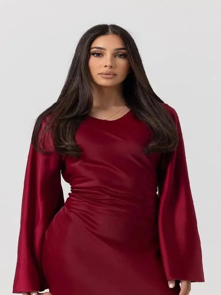 Helyn's Luxury Modest Ramadan Satin Jalabiya Abaya