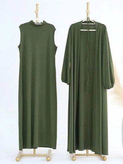 Helyn's Ramadan Eid Satin Abaya Dubai Set