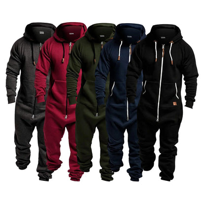 Cralom Men's Hooded Fleece Jumpsuit - Premium Workwear Set