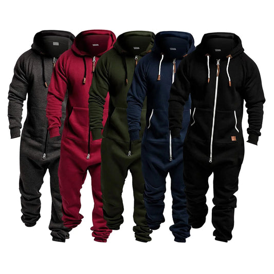 Cralom Men's Hooded Fleece Jumpsuit - Premium Workwear Set