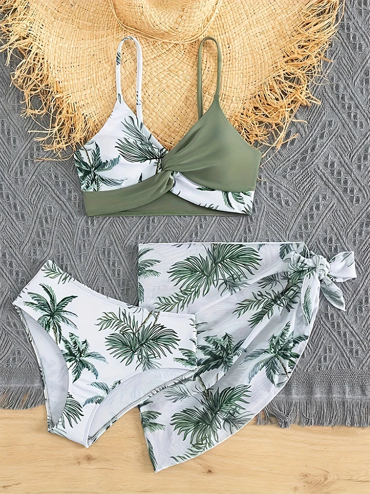 Cralom Young Girl 3-Piece Bikini Set - Big Girl Separated Swimsuit
