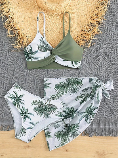 Cralom Young Girl 3-Piece Bikini Set - Big Girl Separated Swimsuit