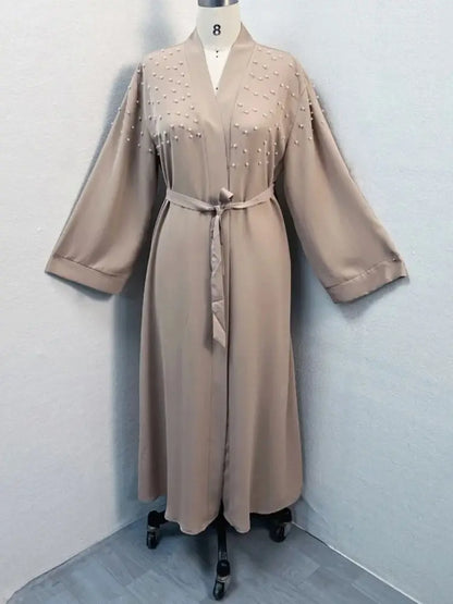 Cralom Luxury Eid Open Abaya Modest Kimono Kebaya Muslim Femme