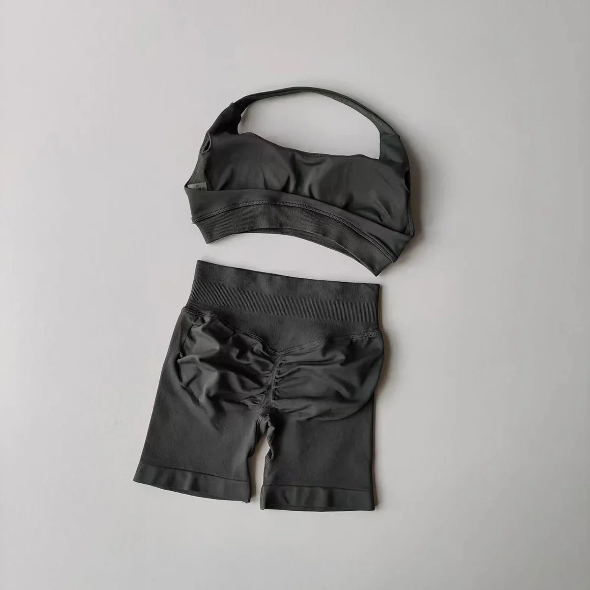 Cralom Seamless Impact Halter Yoga Bra Set with Scrunch But Gym Legging