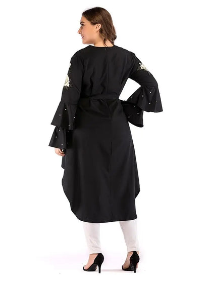 Cralom Ramadan Black Abaya Kaftan - Luxury Islamic Dress for Women