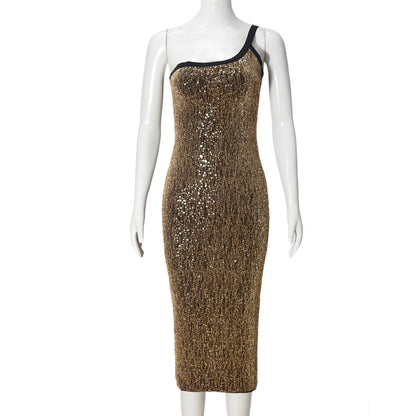 Cralom Sparkle Slant Collar Dress