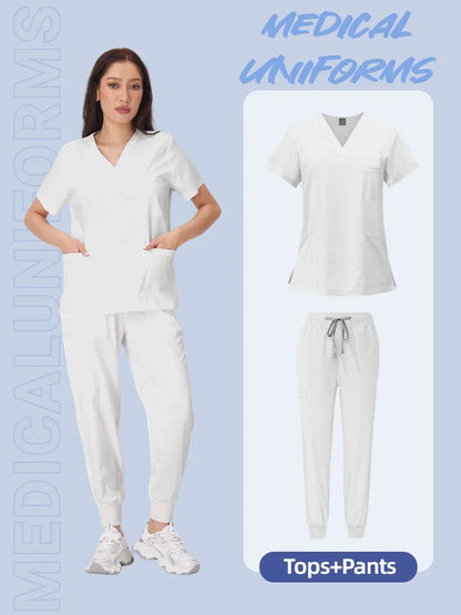 Cralom Anti-Wrinkle Nurse Scrubs Set with Pockets