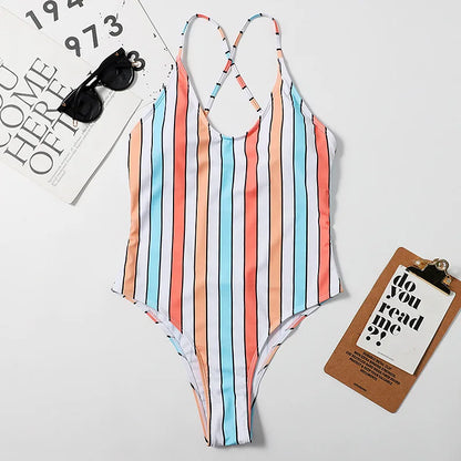 Cralom 2024 Striped One Piece Swimsuit for Women, Sexy Beachwear Monokini