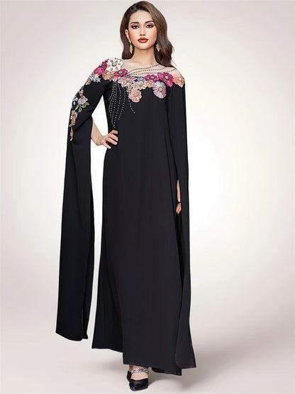 Cralom Luxe Black Abaya Kaftan for Stylish Muslim Women
