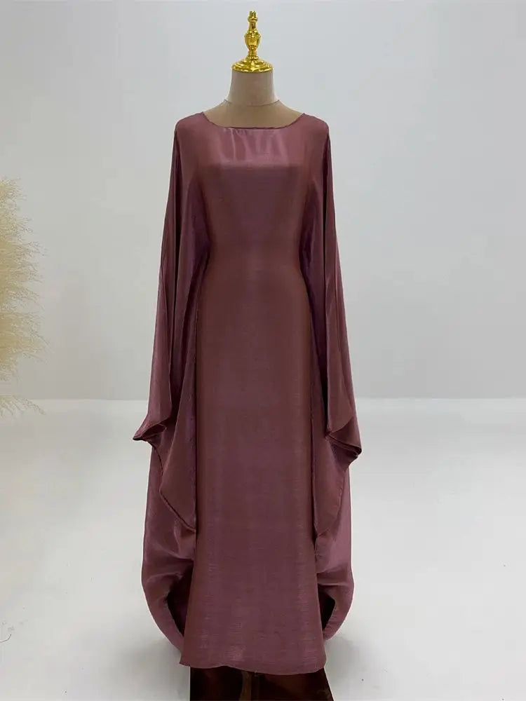 Helynys Butterfly Satin Maxi Abaya - Luxurious Dubai Kaftan Dress