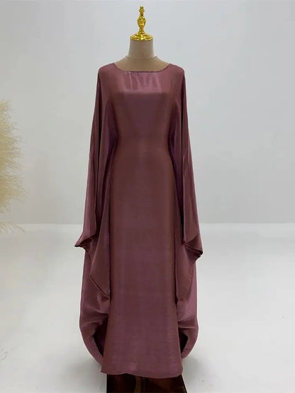 Helynys Butterfly Satin Maxi Abaya - Luxurious Dubai Kaftan Dress