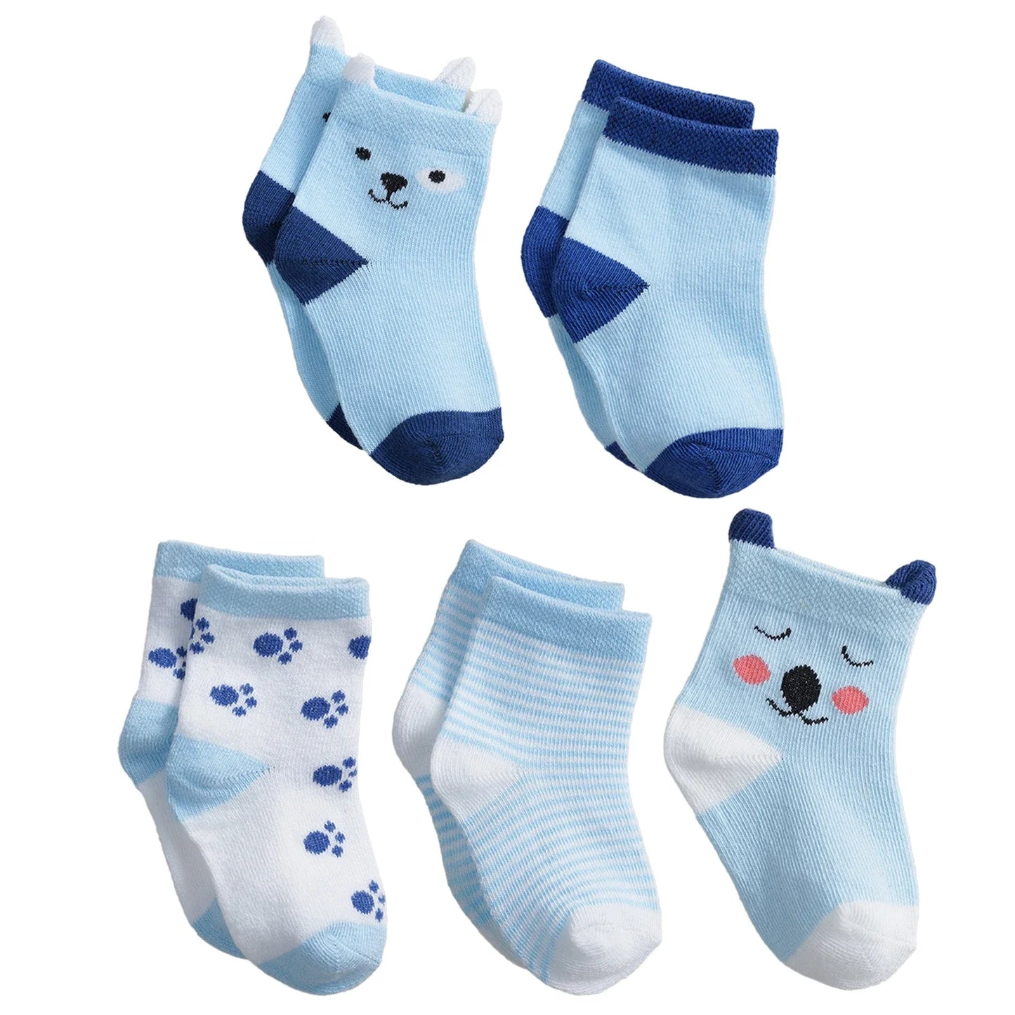 Kids Cotton School Socks Set 100% Breathable Anti-Slip Casual Sports by Cralom
