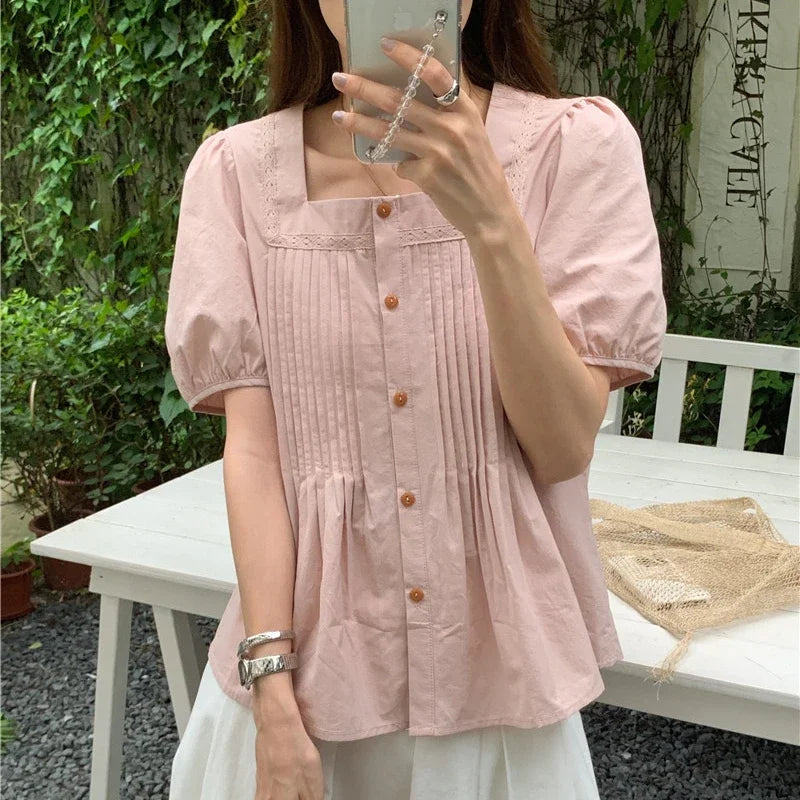 Cralom Ruffles Cotton Tops: Summer Sweet Style for Women