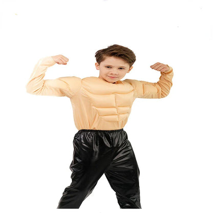Cralom Boy's Fake Ab Muscle Muscle Tee