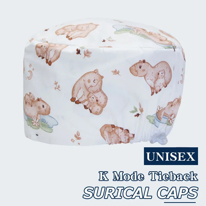 Cralom Animal Print Surgical Caps: Cotton Nurse Hats