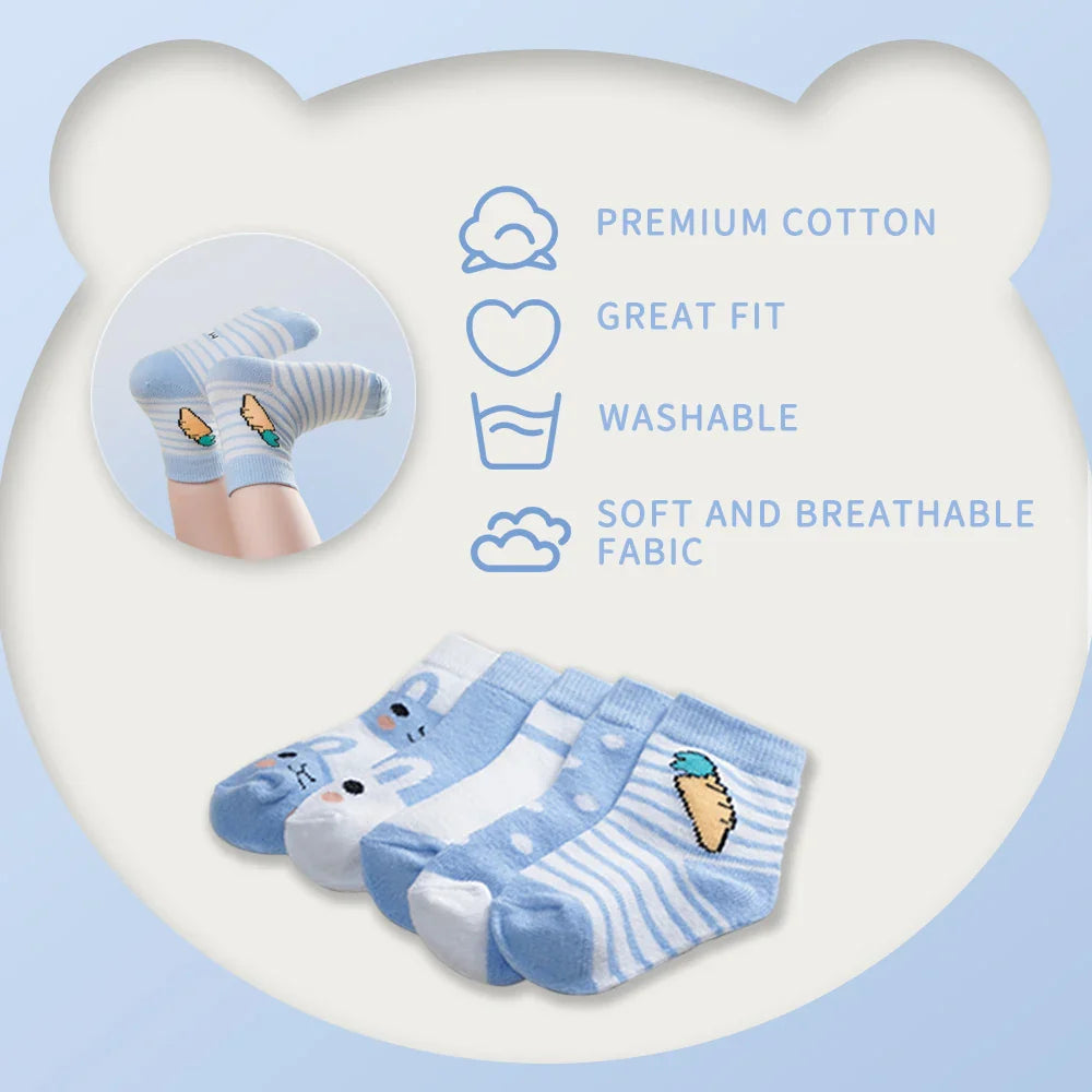 Newborn Boy Cotton Crew Socks 10-Pack by Cralom for Infants & Toddlers