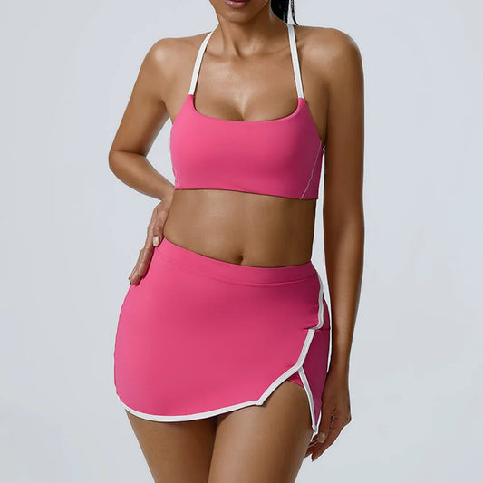 Cralom Patchwork Yoga Bra & Shorts Set for Women