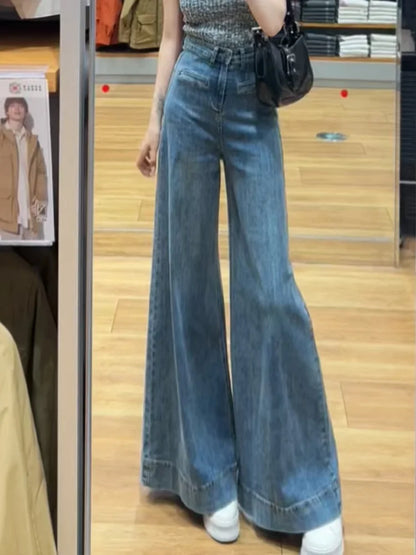 Cralom Vintage Baggy Straight Jeans | High Waist Loose Wide Leg Pants
