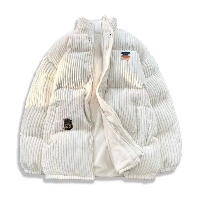 Cralom Corduroy Cotton-padded Jacket: Y2K Street Fashion Embroidery Harajuku Oversize Collar