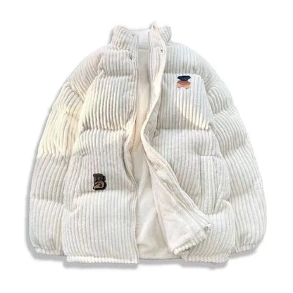 Cralom Corduroy Cotton-padded Jacket: Y2K Street Fashion Embroidery Harajuku Oversize Collar