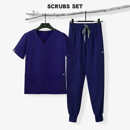 Cralom Pet Shop Medical Scrubs Set for Women with Short Sleeves