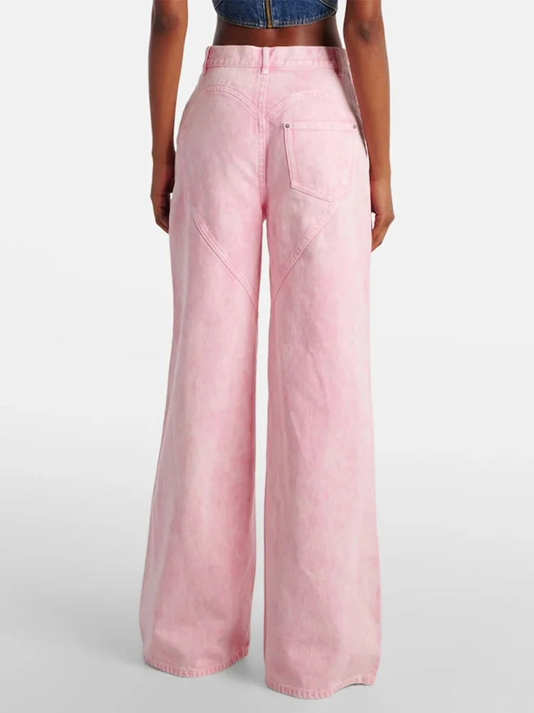 Cralom Diamonds Denim Trousers: High Waist Straight Pants Vintage Y2K Style