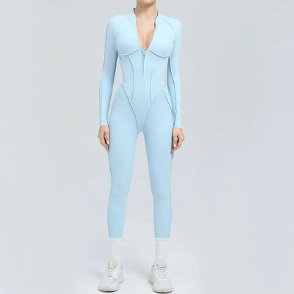 Cralom Backless Yoga Jumpsuit | Long Sleeve Tight-Fit Activewear