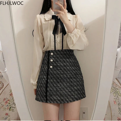 Cute Ribbon Bow Tie Top by Cralom - Preppy Vintage Style Blouse