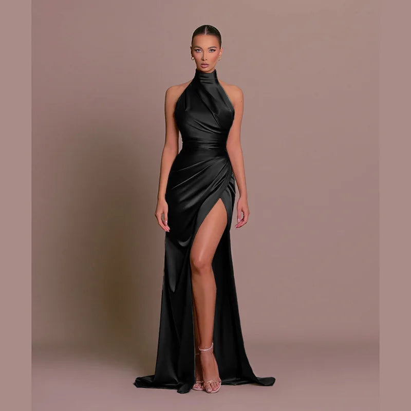 Cralom Women's Stand Collar Sleeveless Slit Dress - Slimming Summer 2025