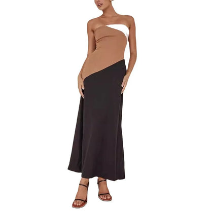Cralom Slim Fit Sleeveless Patchwork Dress
