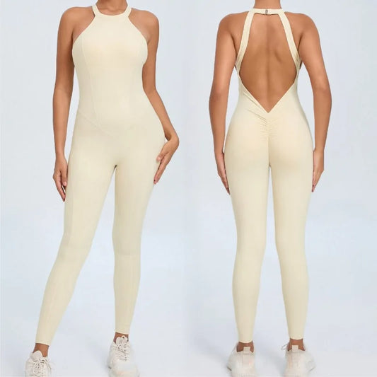 Cralom Yoga Jumpsuit: Hip-lifting, Backless One-Piece Fitness Tracksuit for Women