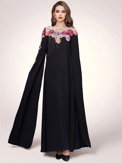 Cralom Luxe Black Abaya Kaftan for Stylish Muslim Women
