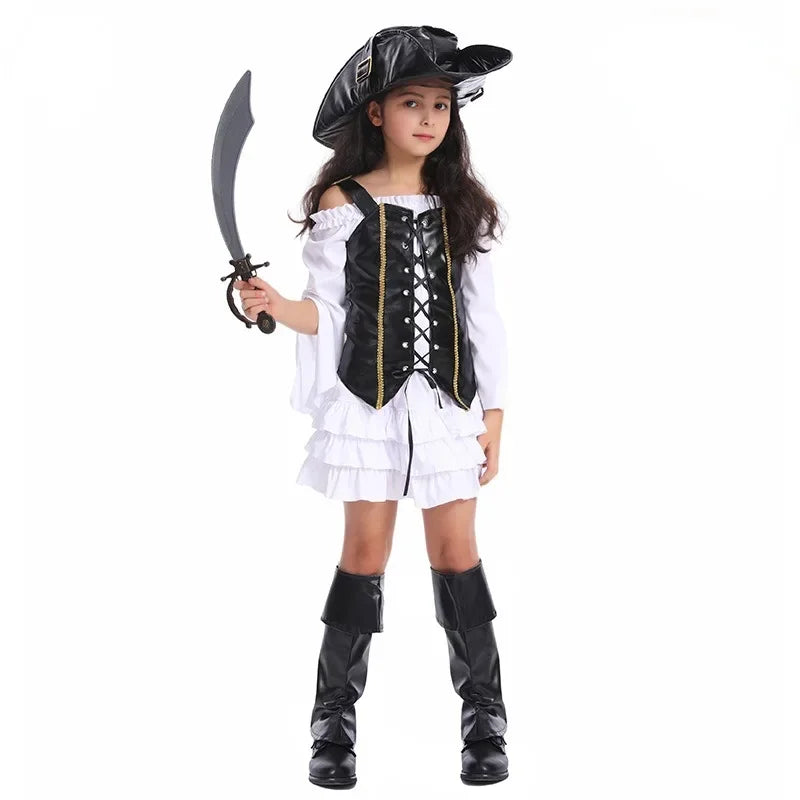 Cralom Little Girl Pirate Costume: Pirate Party Outfit for Halloween Cosplay