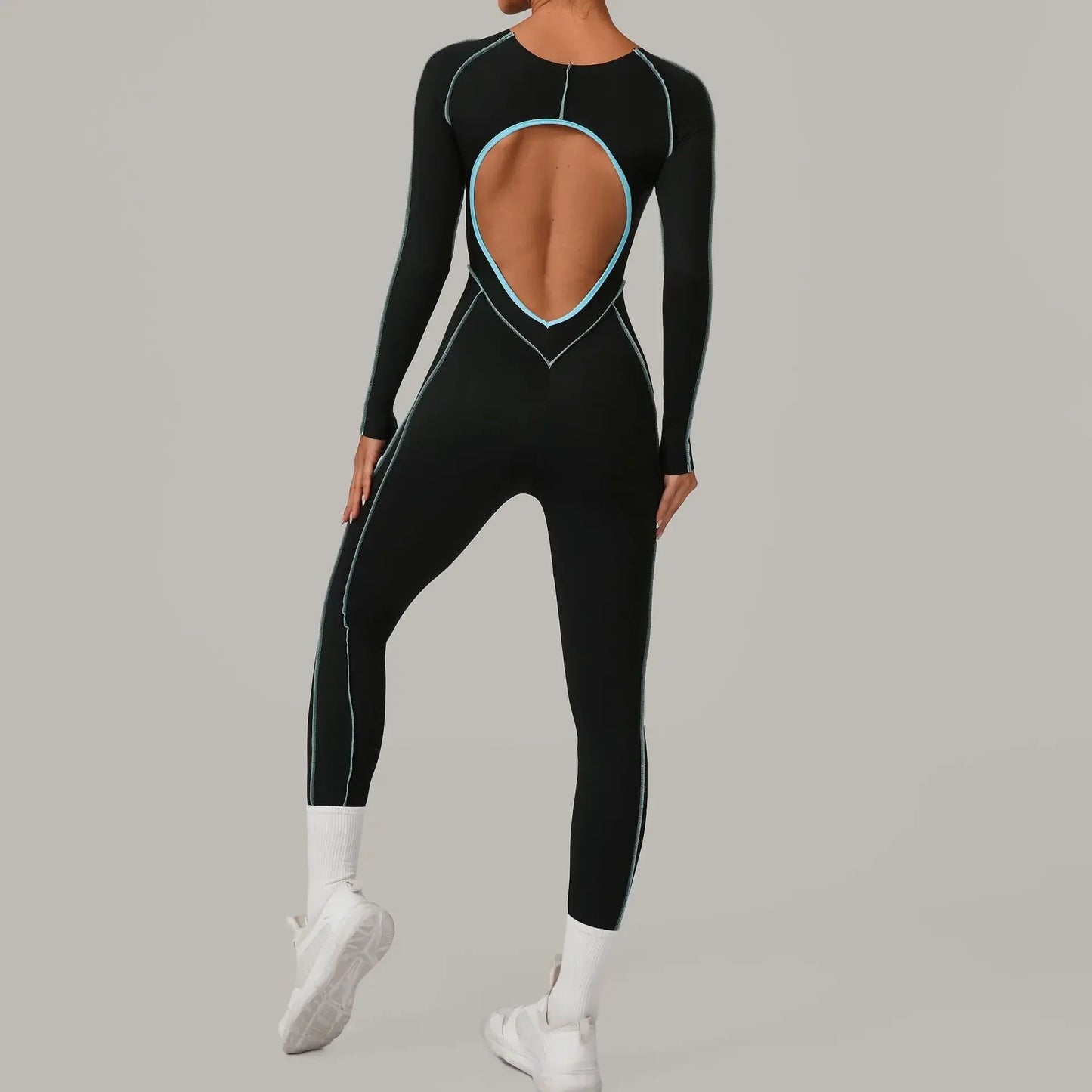 Cralom Color Block Yoga Jumpsuit: High Intensity Fitness Bodysuit for Women