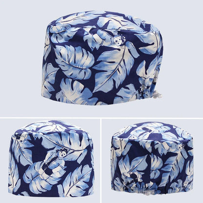 Cralom Cartoon Print Surgical Hat for Veterinary Care and Nursing