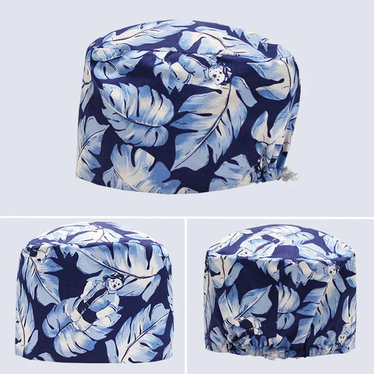 Cralom Cartoon Print Surgical Hat for Veterinary Care and Nursing