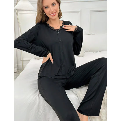 Cralom Satin Pajama Set: Short Sleeve Top & Elastic Pants, Simple Style Comfort loungewear