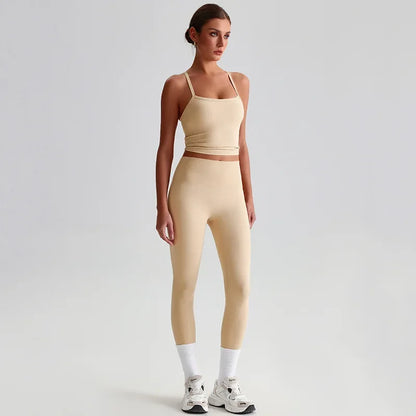 Cralom Naked Feel Seamless Yoga Set: Sports Bra & High-Waisted Leggings