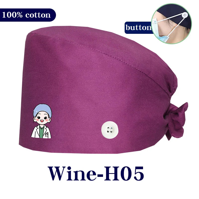 Cralom Cartoon Printed Surgical Scrub Caps for Medical & Pet Grooming Pros