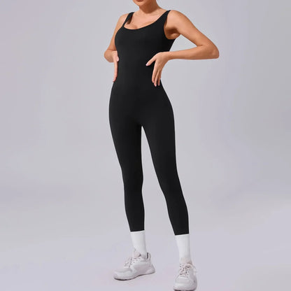 Cralom Yoga Jumpsuit: Seamless Beauty Back Fitness One-piece Leggings for Women