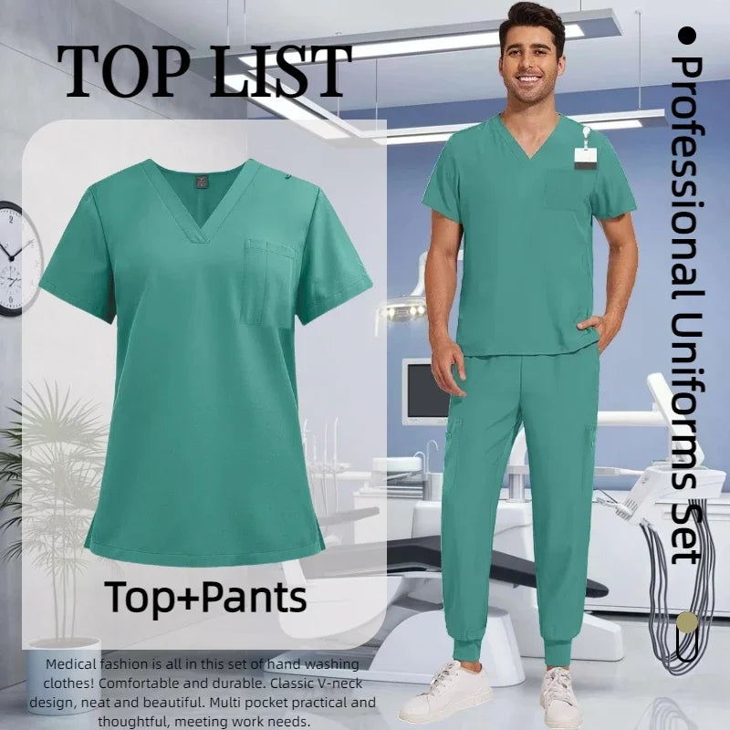 Cralom Premium Nurse Scrubs Set - Clinical Style for Anti-Wrinkle Medical Uniforms