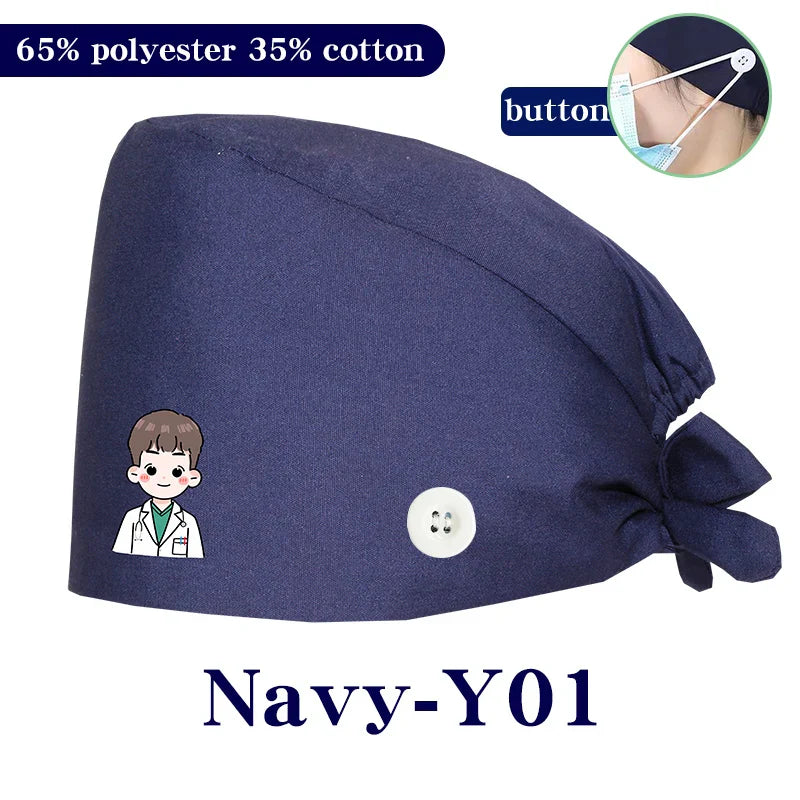 Cralom Cartoon Printed Surgical Scrub Caps for Medical & Pet Grooming Pros