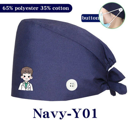 Cralom Cartoon Printed Surgical Scrub Caps for Medical & Pet Grooming Pros