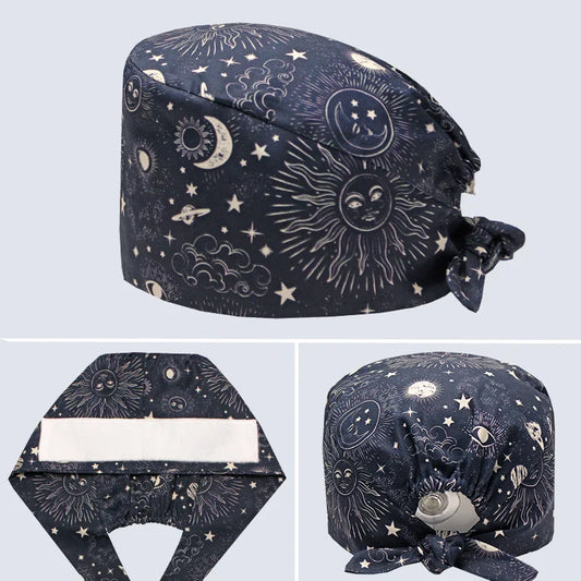 Cralom Women's Surgical Caps with Button for Various Professions