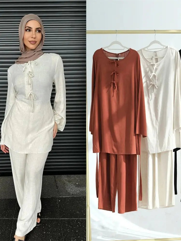 Cralom 2-Piece Abaya Set: Top & Pants for Modest Muslim Style