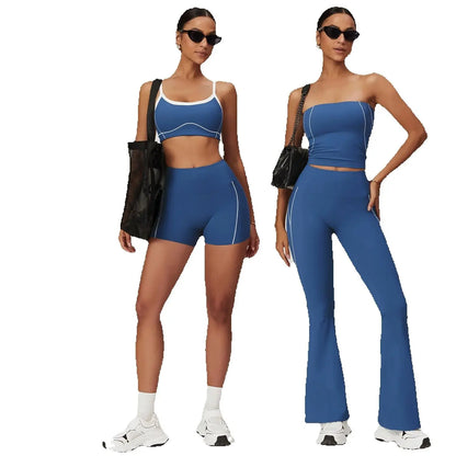 Cralom Summer Yoga Set for Women: 2 Piece Tight Fit Sports Suit