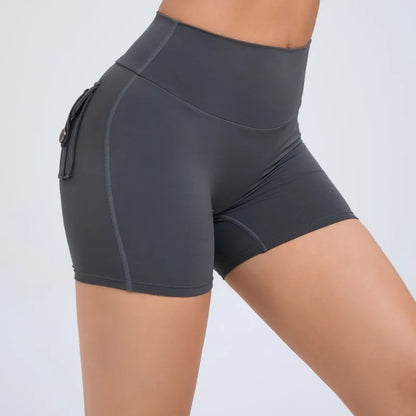 Cralom Peach Lifting Yoga Shorts - High Waist Stretchy Fitness Shorts
